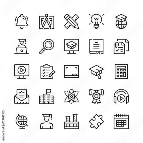Education line icons. Outline symbols. Vector line icons set