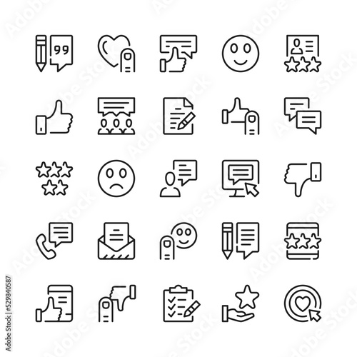 Customer feedback line icons. Outline symbols. Vector line icons set
