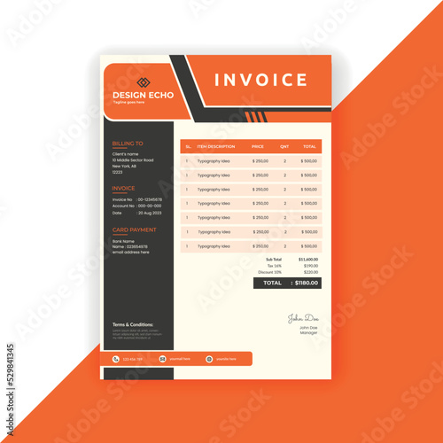 Business invoice Template - Clean Modern Corporate Invoice Design - Proforma invoice Vector  template - 06