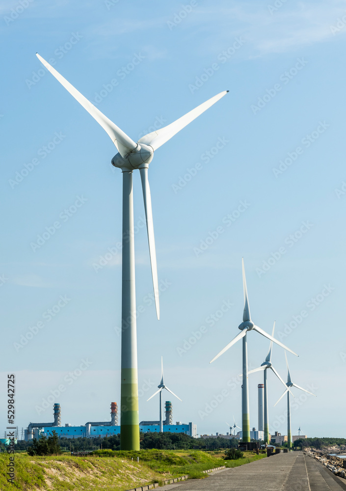 The wind power plant, energy systems, and renewable energy are on the west coast of Taiwan. The wind power plant, energy systems, and renewable energy are on the west coast of Taiwan.
