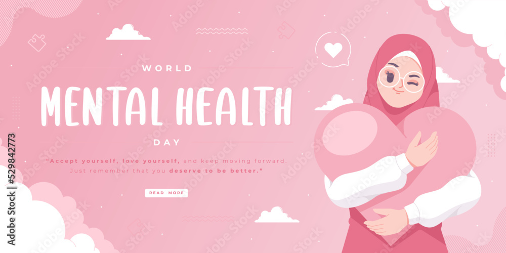 mental health day islamic concept banner background mental health day islamic concept banner background