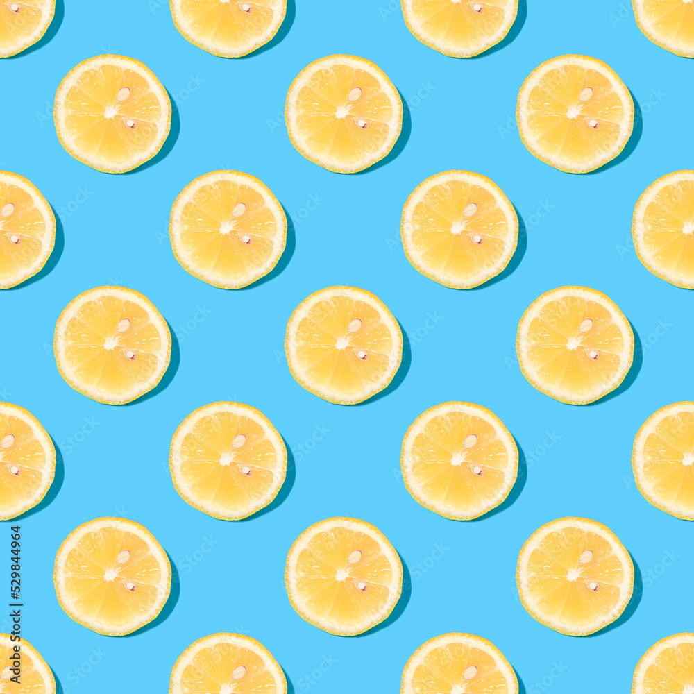 Seamless summer background with lemon slices