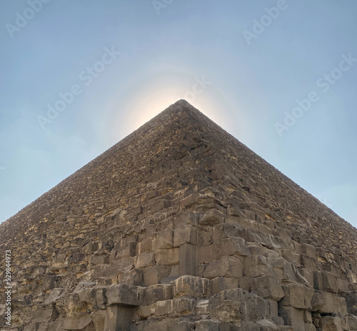 Egyptian pyramid. Pictured is an Egyptian pyramid against a blue sky.