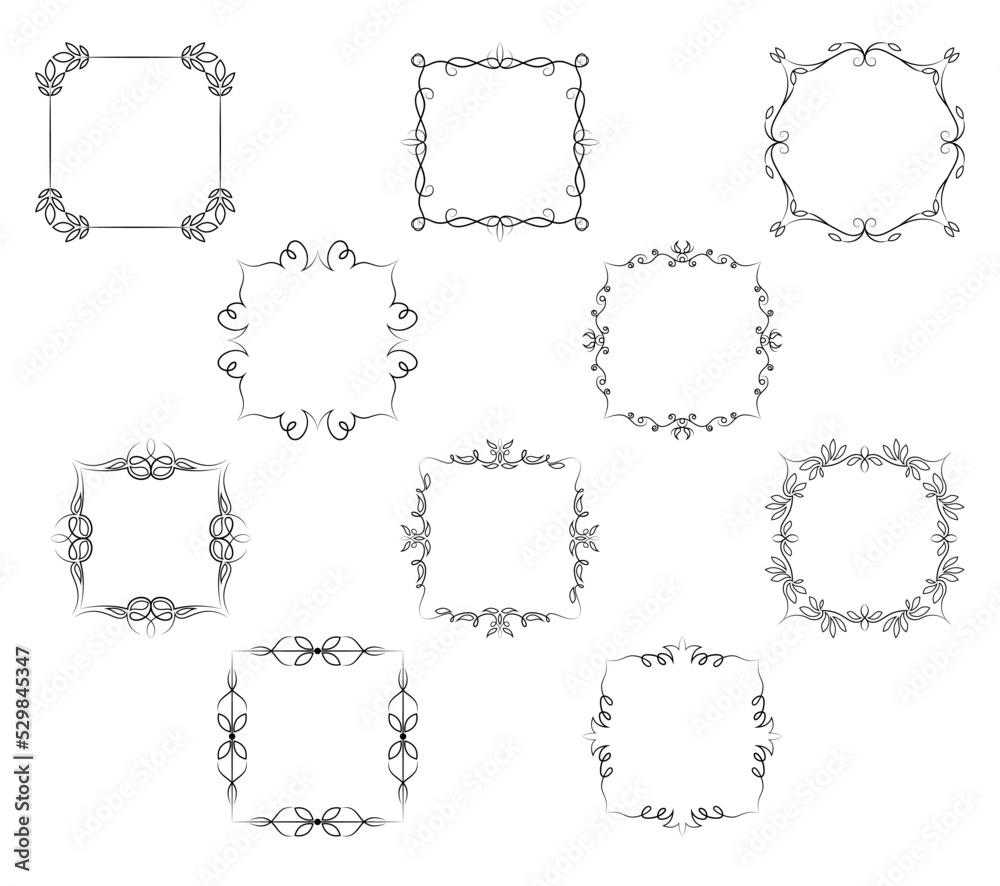 Frame border ornament. Calligraphic text divider, border, separator decor design. Antique vintage victorian elegant decoration element. Filigree frame ornament line. Hand drawn vector illustration Frame border ornament. Calligraphic text divider, border, separator decor design. Antique vintage victorian elegant decoration element. Filigree frame ornament line. Hand drawn vector illustration