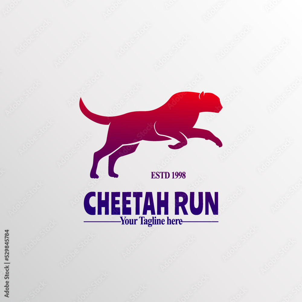 cheetah logo design. cheetah silhouette logo. vintage logo. Logo for