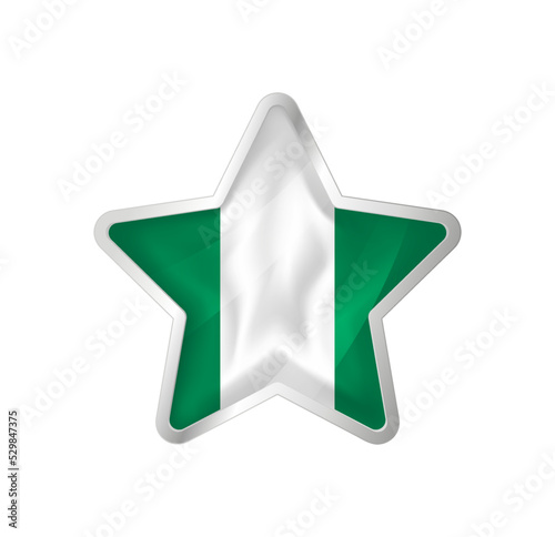 Nigeria flag in star. Button star and flag template. Easy editing and vector in groups. National flag vector illustration on white background.