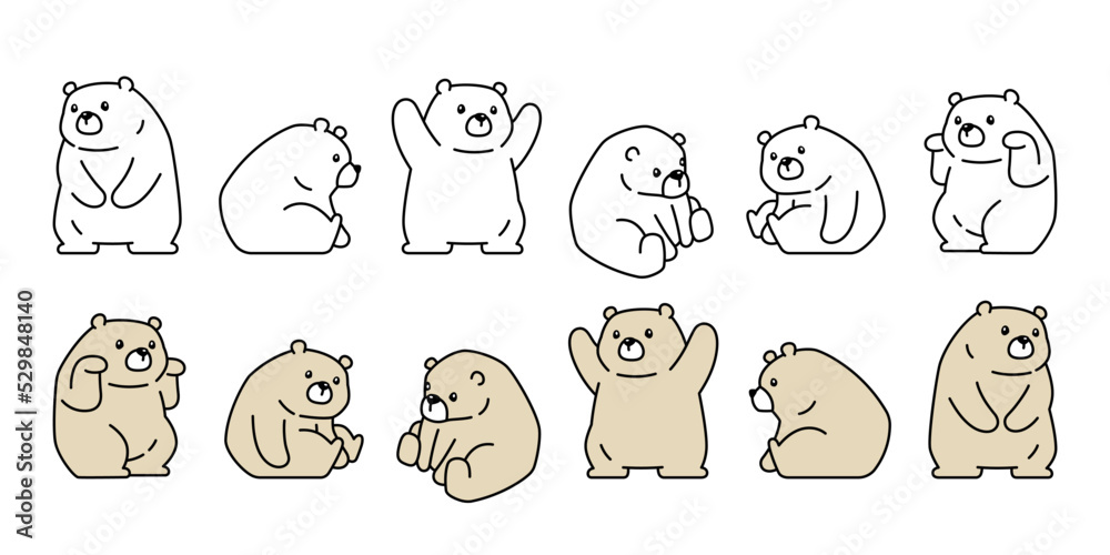 Bear vector polar bear icon character cartoon logo teddy symbol doodle animal illustration isolated design