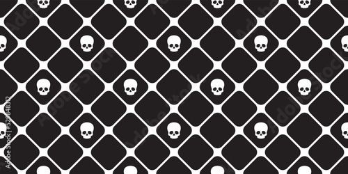 skull seamless pattern crossbones Halloween checked vector pirate ghost cartoon scarf isolated repeat wallpaper tile background gift wrapping paper doodle illustration symbol clip art design