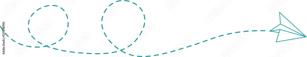 Dashed Line Paper Airplane Route Dashed Line Paper Airplane Route