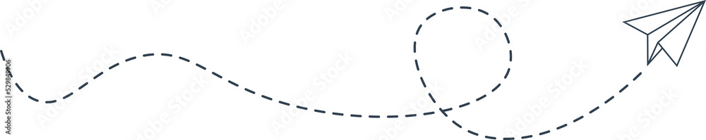 Dashed Line Paper Airplane Route Dashed Line Paper Airplane Route