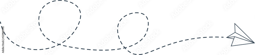 Dashed Line Paper Airplane Route Dashed Line Paper Airplane Route