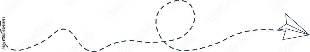 Dashed Line Paper Airplane Route Dashed Line Paper Airplane Route