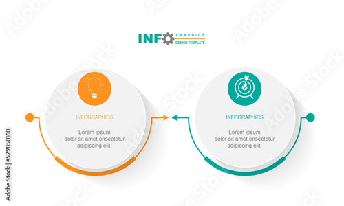 vector infographic circle design template with 2 option or steps.