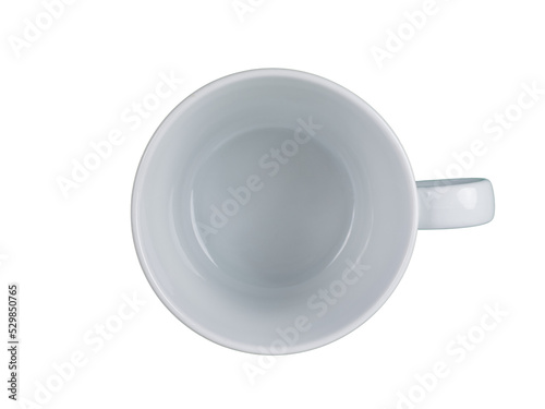 flat lay empty white tea cup