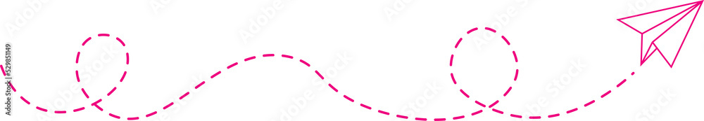 Dashed Line Paper Airplane Route Dashed Line Paper Airplane Route