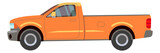 Orange pickup truck icon. Flat color car