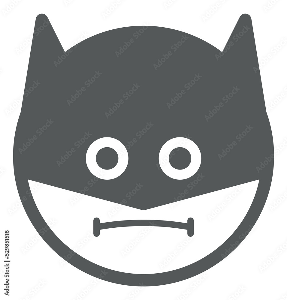 Hero head in mask. Superhero emoji. Cool poker face Hero head in mask. Superhero emoji. Cool poker face