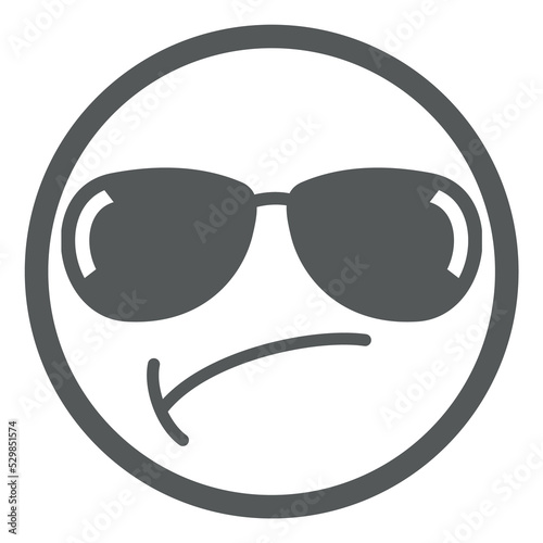 Bossy emoticon. Arrogant and imperious face in sunglasses