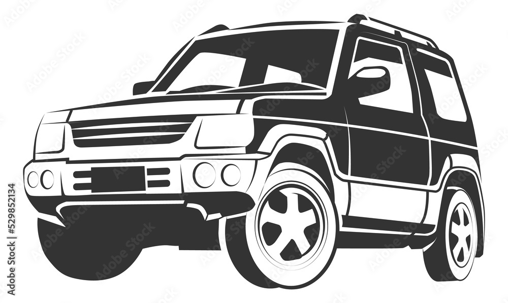 Modern suv logo. Extreme offroad car icon