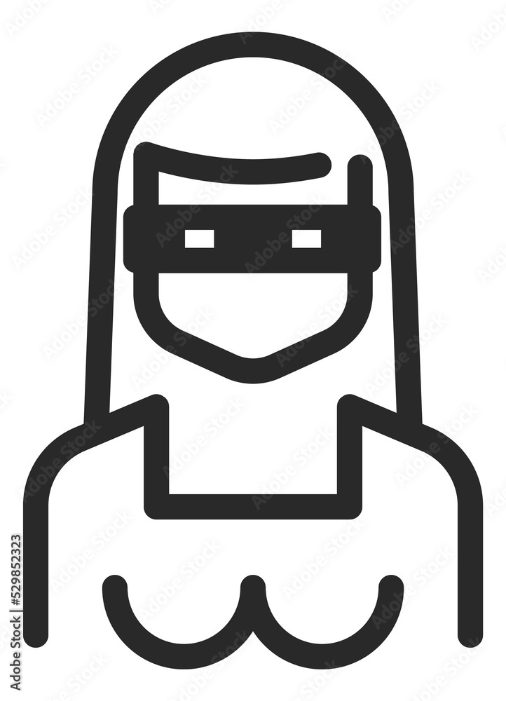Woman in eye mask icon. Female super hero avatar Woman in eye mask icon. Female super hero avatar