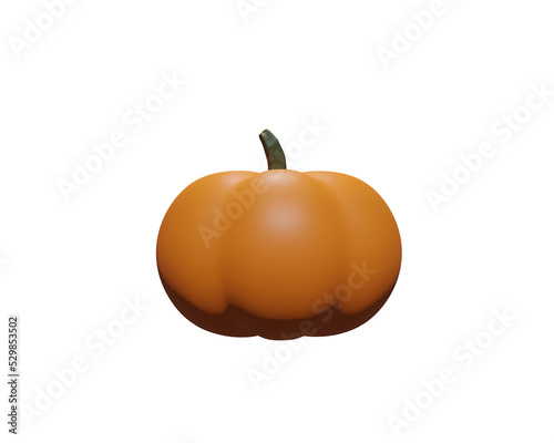 Cartoon pumpkin head 3d renders orange color png.	