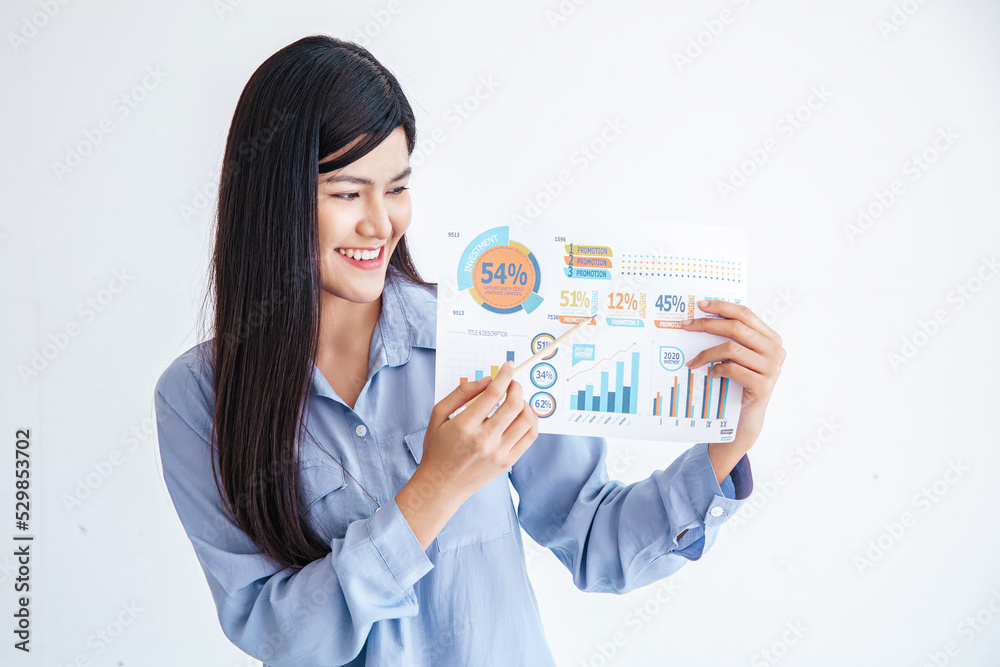 Young Cute Asian Woman feels happy while video call Meeting on Work For Home Period. COVID-19 Lock Down. New Normal Concept. Young Cute Asian Woman feels happy while video call Meeting on Work For Home Period. COVID-19 Lock Down. New Normal Concept.