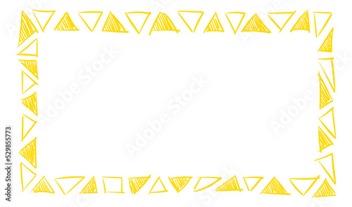 Funny text frame. Empty border with yellow triangle ornament