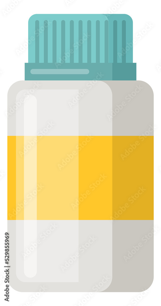 Small plastic bottle with empty label. Cartoon container Small plastic bottle with empty label. Cartoon container