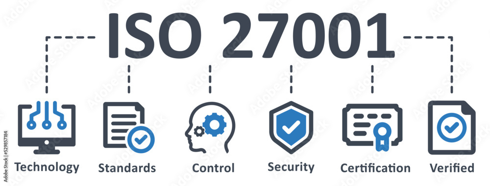 Vecteur Stock ISO 27001 icon - vector illustration . iso, information,  security, management, system, standard, quality, certification,  infographic, template, presentation, concept, banner, icon set, icons . |  Adobe Stock