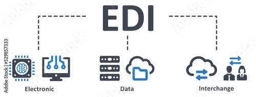 EDI icon - vector illustration . EDI, electronic, data, interchange, cloud, server, database, exchange, process, automation, infographic, template, presentation, concept, banner, icon set, icons . photo