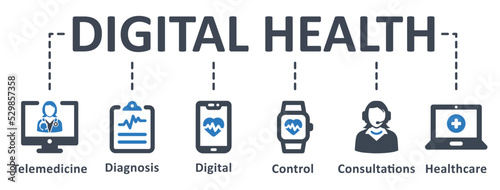Digital Health icon - vector illustration . Digital, health, medical, healthcare, telemedicine, diagnosis, e-health, infographic, template, presentation, concept, banner, pictogram, icon set, icons .
