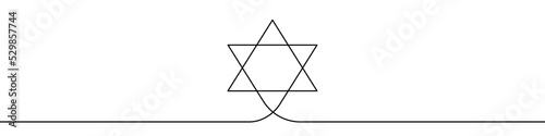 Star of David icon line continuous drawing vector. One line Star of David icon vector background. Star of David. Continuous outline of a Star of David icon.
