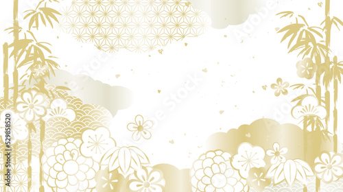 和風柄　優しい金色　イラスト背景