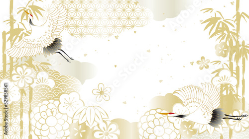 和風柄　優しい金色　イラスト背景