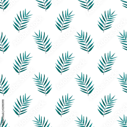 Seamless watercolor floral greenery pattern tropical,naive background, simple, green leaves, branches, wrappers, wallpapers, postcards, greeting cards, wedding invitations, gift, packaging, diy