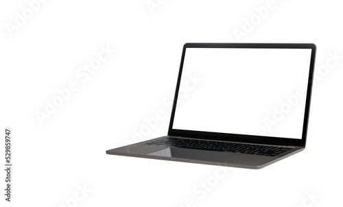 laptop computer or notebook with screen blank and background transparent, copy space for design or text