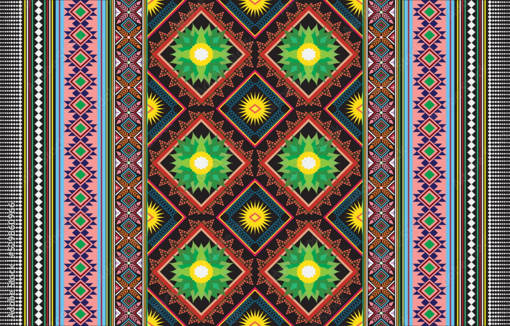 Retro Navajo tribe vector seamless design in various colors. Print of Aztec Fancy Geometric Art. Wallpaper, Fabric Design, Fabric, Paper, Cover, Textile, Weave, and Wrap are all terms that can be used