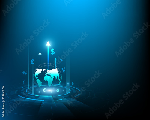 Global network currency exchange finance