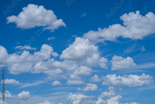 Blue sky with white clouds. Sky and clouds during the daytime in the summer.