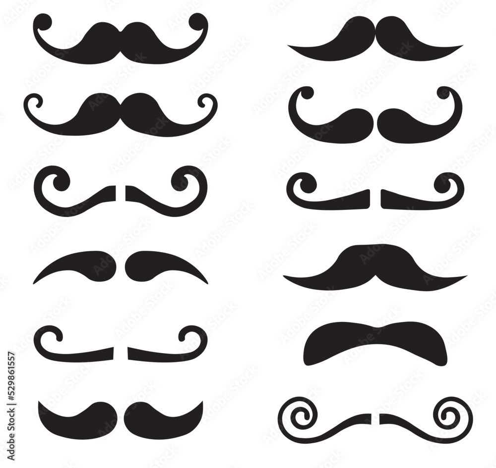 Mustache set vector. Black silhouettes of moustache vector collection. Mustache set vector. Black silhouettes of moustache vector collection.