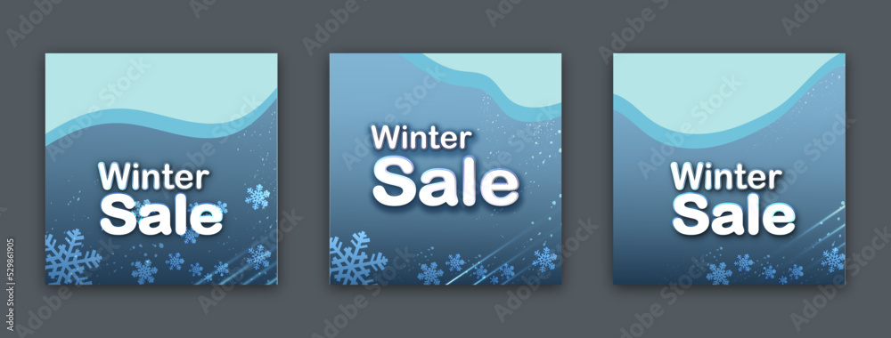 Winter Sale Social Media Post template design. Set of web banner, flyer or posters Digital advertising banner promotion.