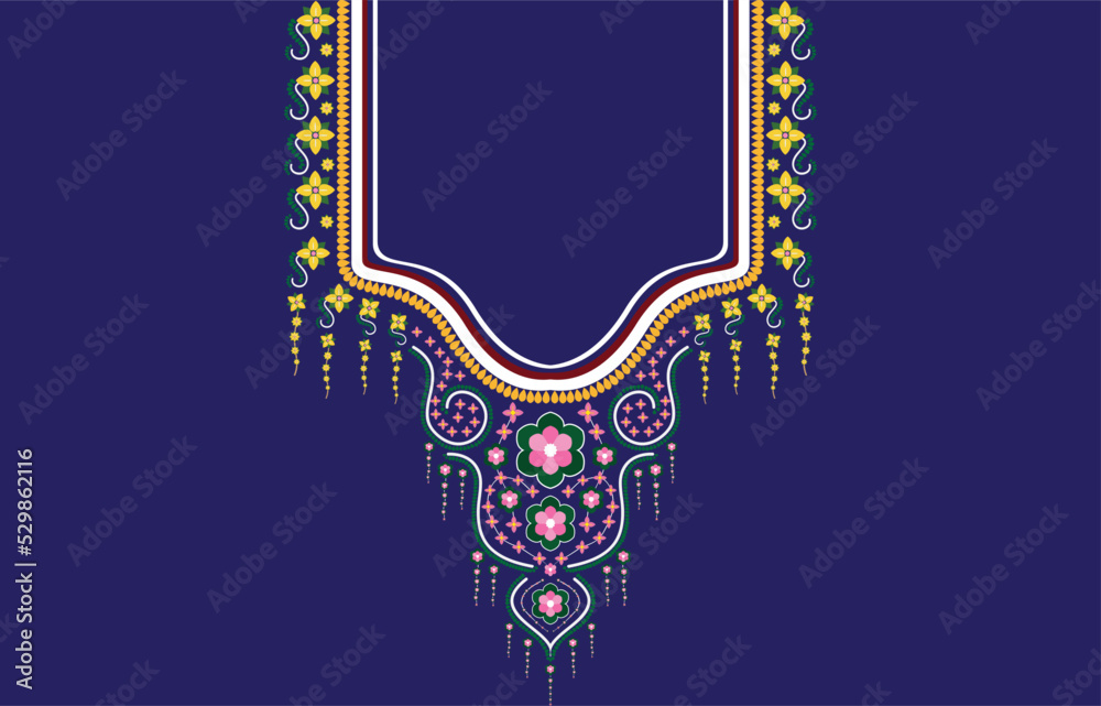 Geometric oriental pattern ethnic traditional flower necklace embroidery designs for women fashion backgrounds, wallpapers, clothes and wraps. - obrazy, fototapety, plakaty 