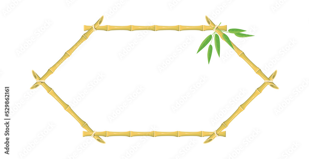 hexagonal Bamboo frames. Japan sign from tree for beach, vector object