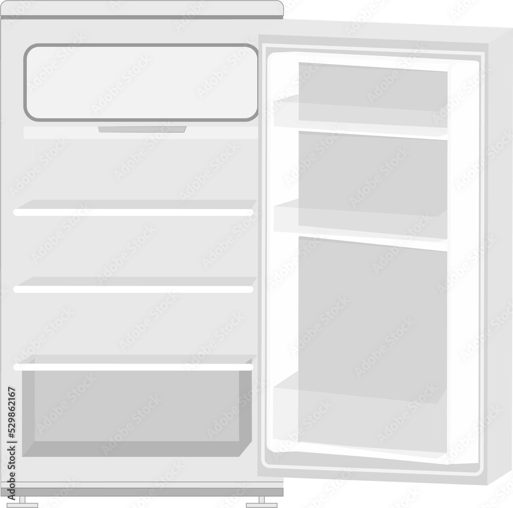 Realistic inside view of an open fridge icon Realistic inside view of an open fridge icon
