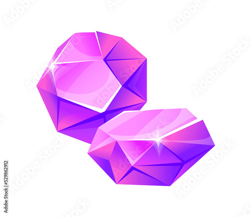 Purple amethyst. Crystal stones, diamond stone icon, cartoon vector illustration © ssstocker