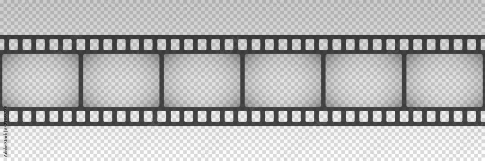 Film strip pattern. Repeated black filmstrip on transparent