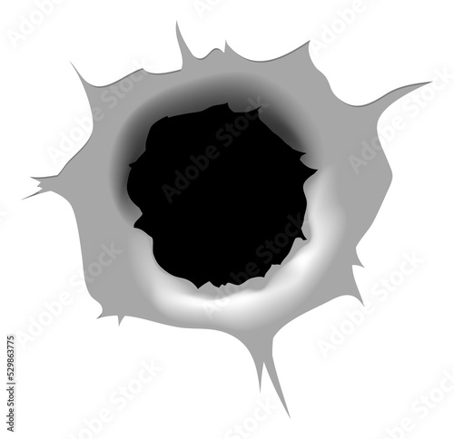 Obraz na plátně Shot mark. Black bullet hole. Damage hit