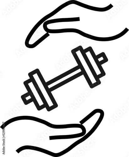 Support and gift signs. Minimalistic isolated vector image for web sites, shops, stores, adverts. Editable stroke. Vector line icon of dumplings between outstretched hands