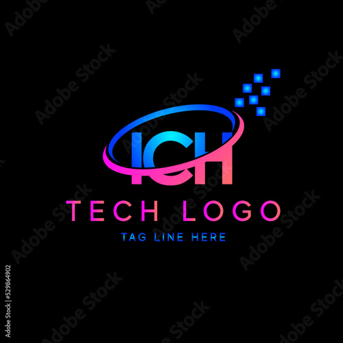 ICH i c h three 3 letter logo combination alphabet vector creative tech company icon design