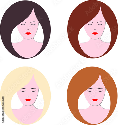 Beauty logo, beautiful woman face, red lips, icon. Wallpaper background. illustration. 